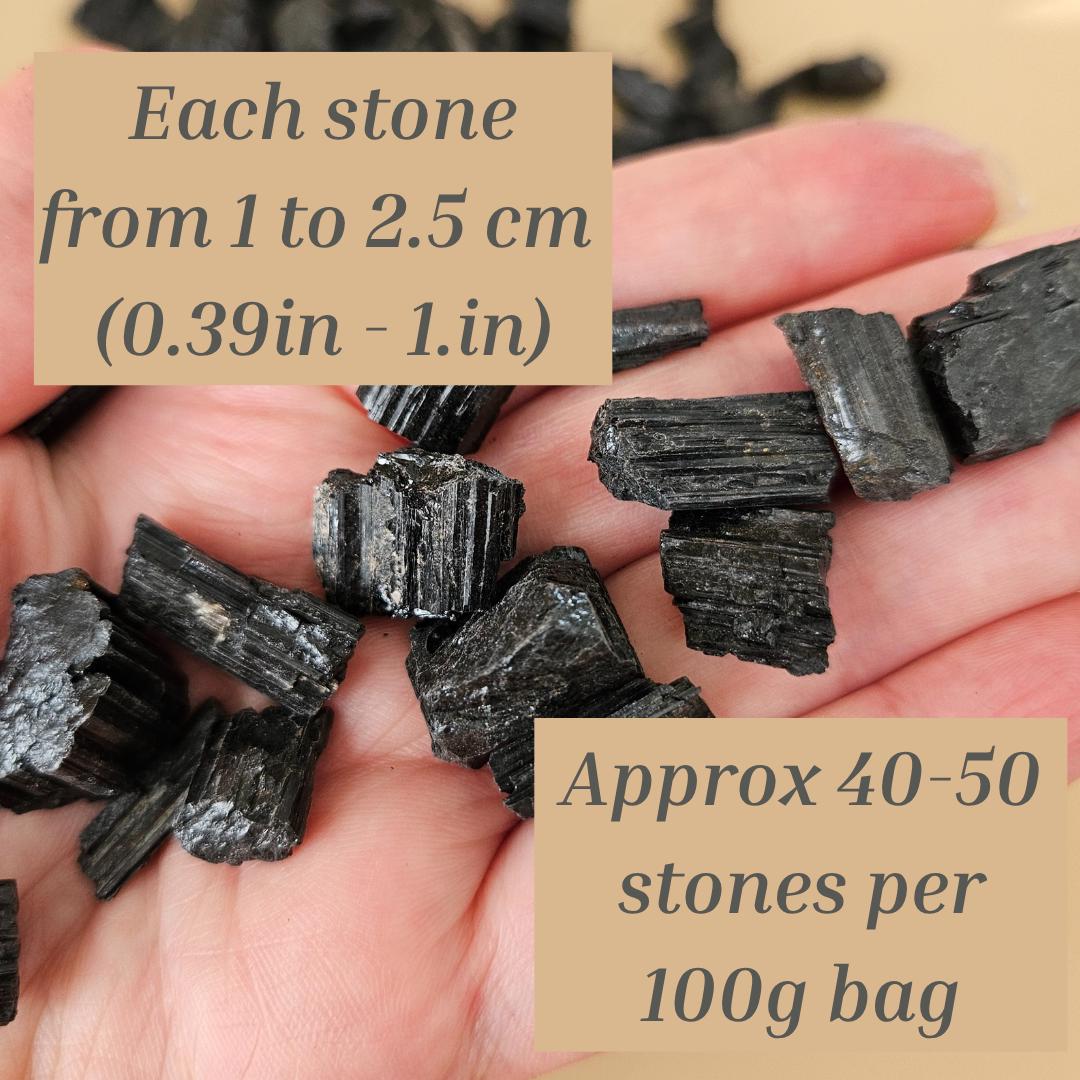 Black Tourmaline Crystal Chips Bulk Bag Raw Protection Pocket Stones f