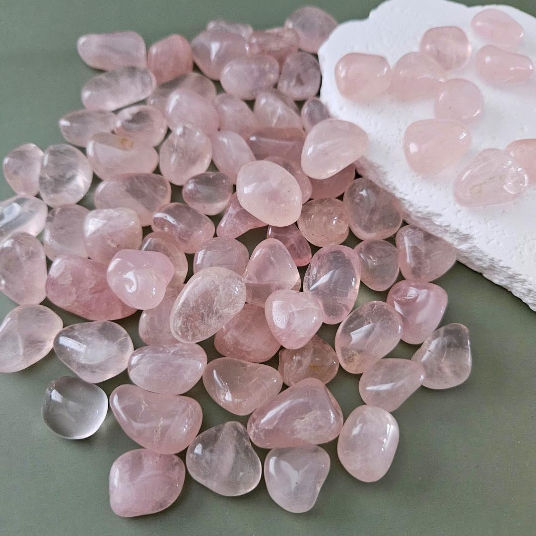 Rose quartz tumbled stones small pocket size crystal grids quartz tumb