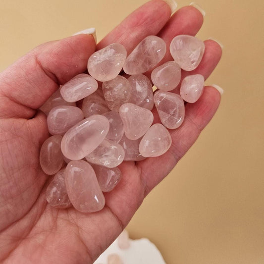 Rose quartz tumbled stones small pocket size crystal grids quartz tumb
