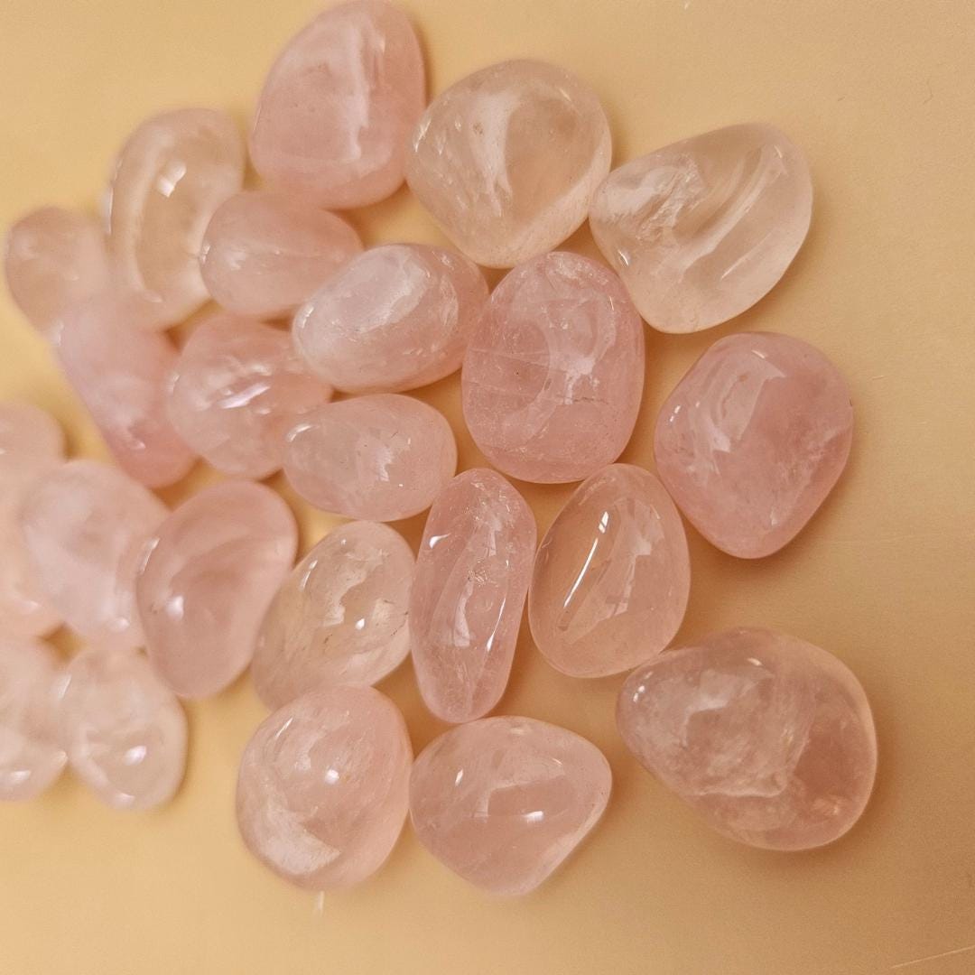 Rose quartz tumbled stones small pocket size crystal grids quartz tumb