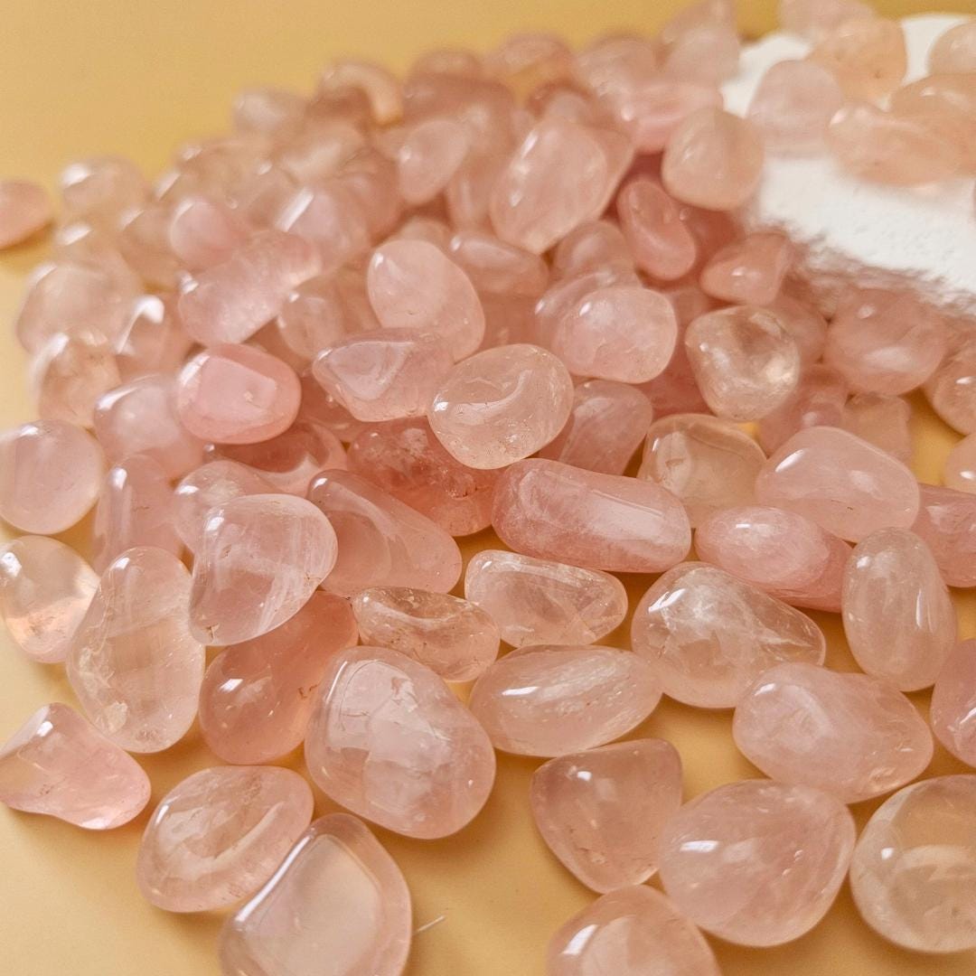 Rose quartz tumbled stones small pocket size crystal grids quartz tumb