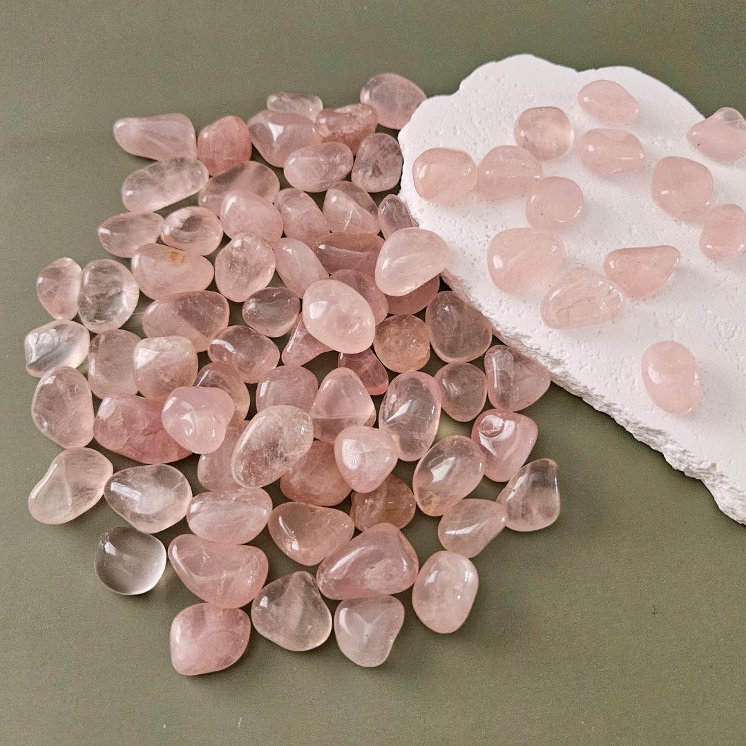 Rose quartz tumbled stones small pocket size crystal grids quartz tumb