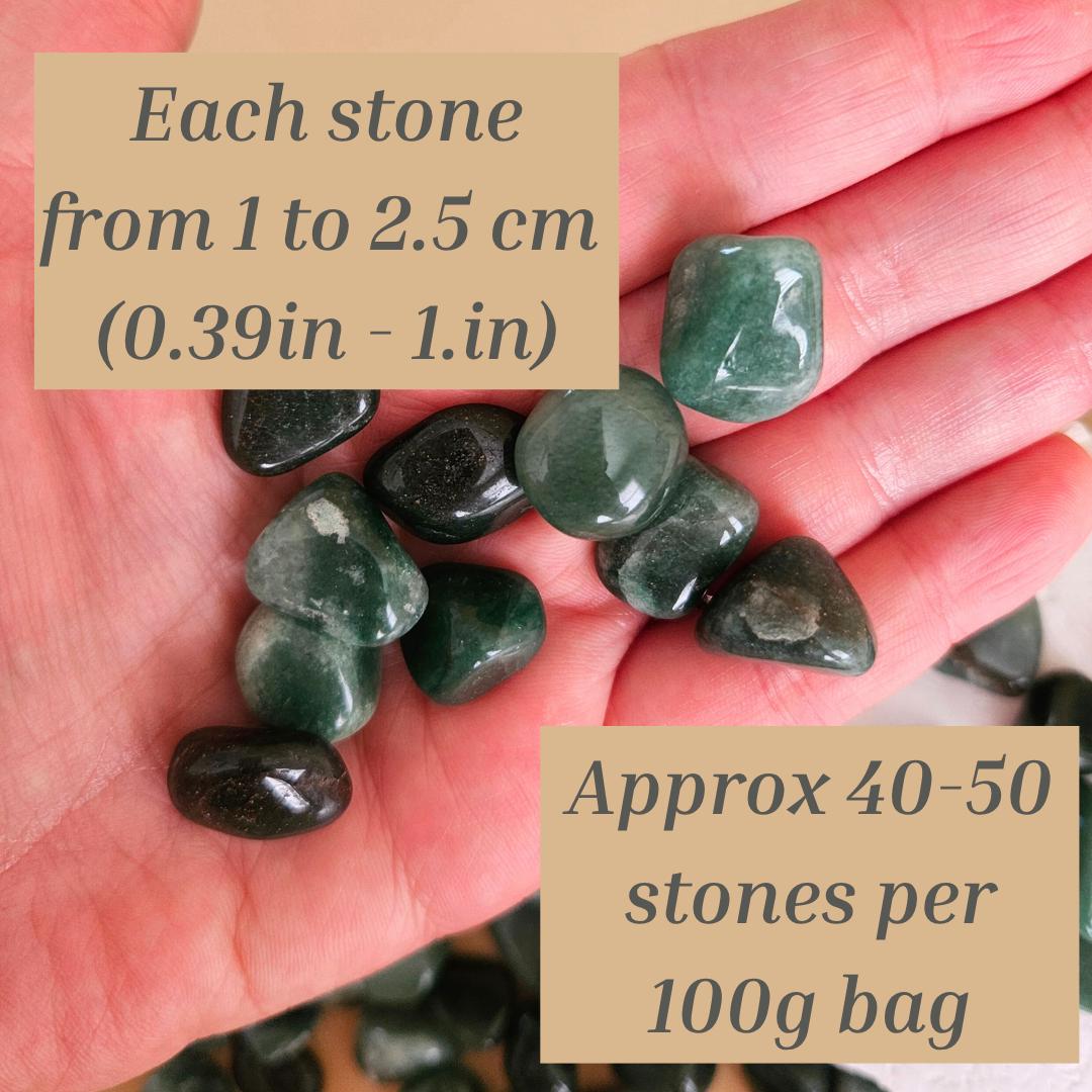 Green aventurine crystal bulk tumbles pocket stone crystal for luck pr
