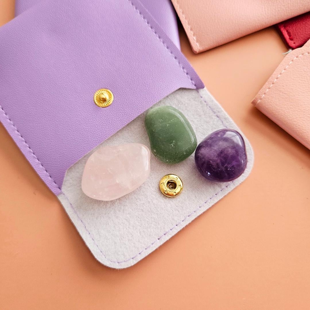 Crystal Jewelry Storage Pouch Small Travel Bag for Tumbled Stones Coin