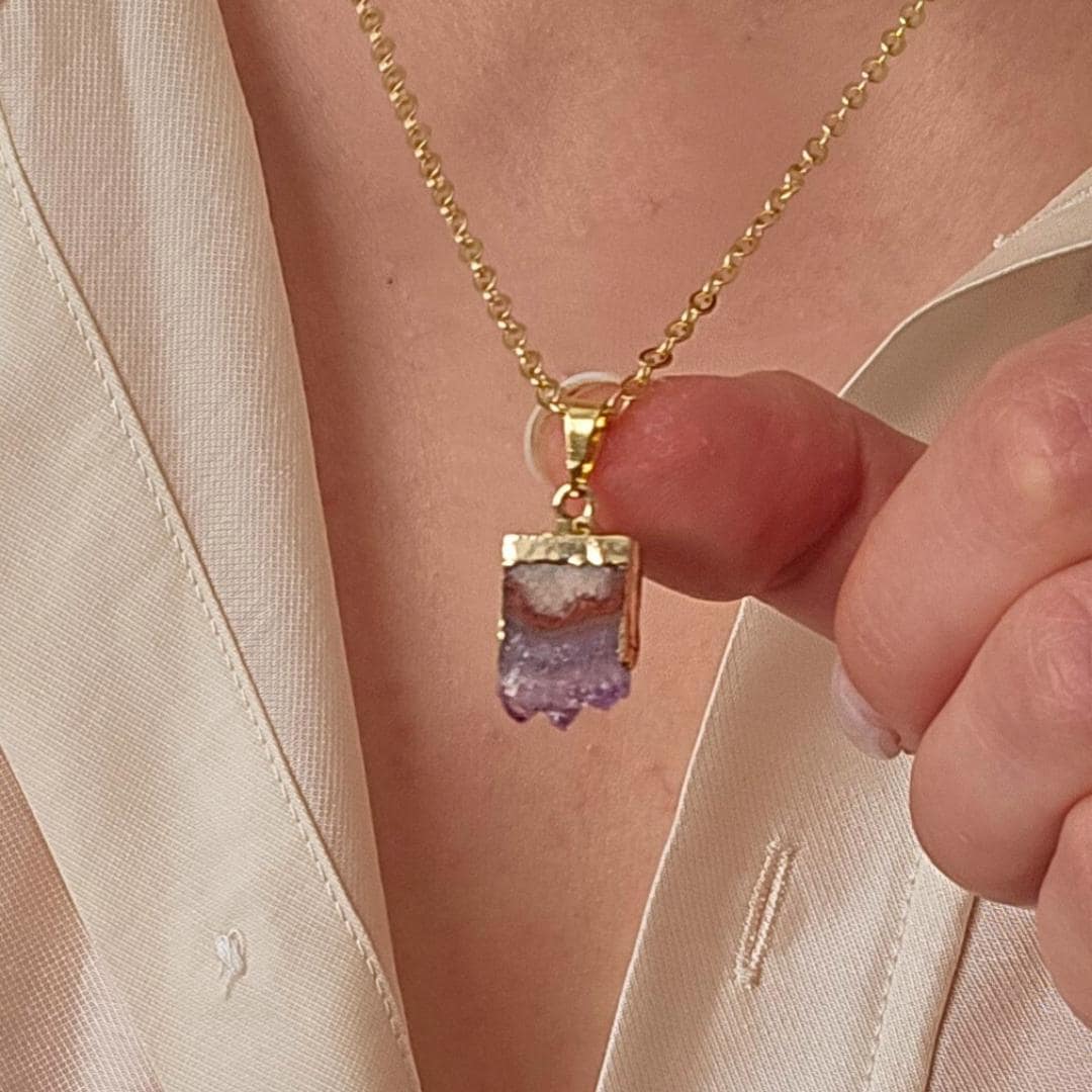 Amethyst Birthstone Necklace Gift for Her Raw Crystal Jewellery Stress