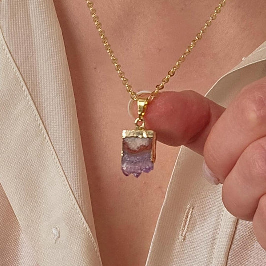 Amethyst Birthstone Necklace Gift for Her Raw Crystal Jewellery Stress