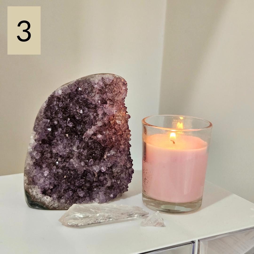 Amethyst crystal cluster natural raw geode freeform display amethyst h