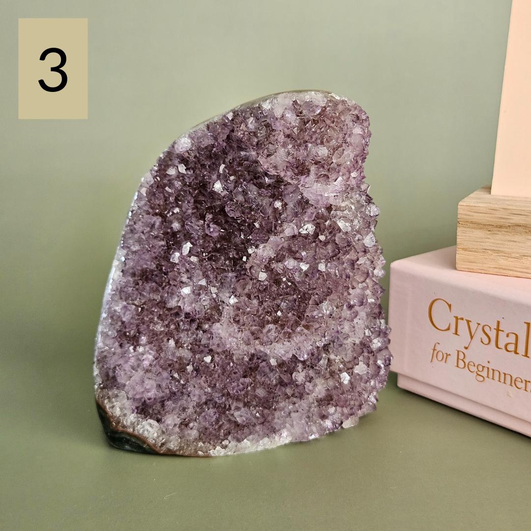 Amethyst crystal cluster natural raw geode freeform display amethyst h
