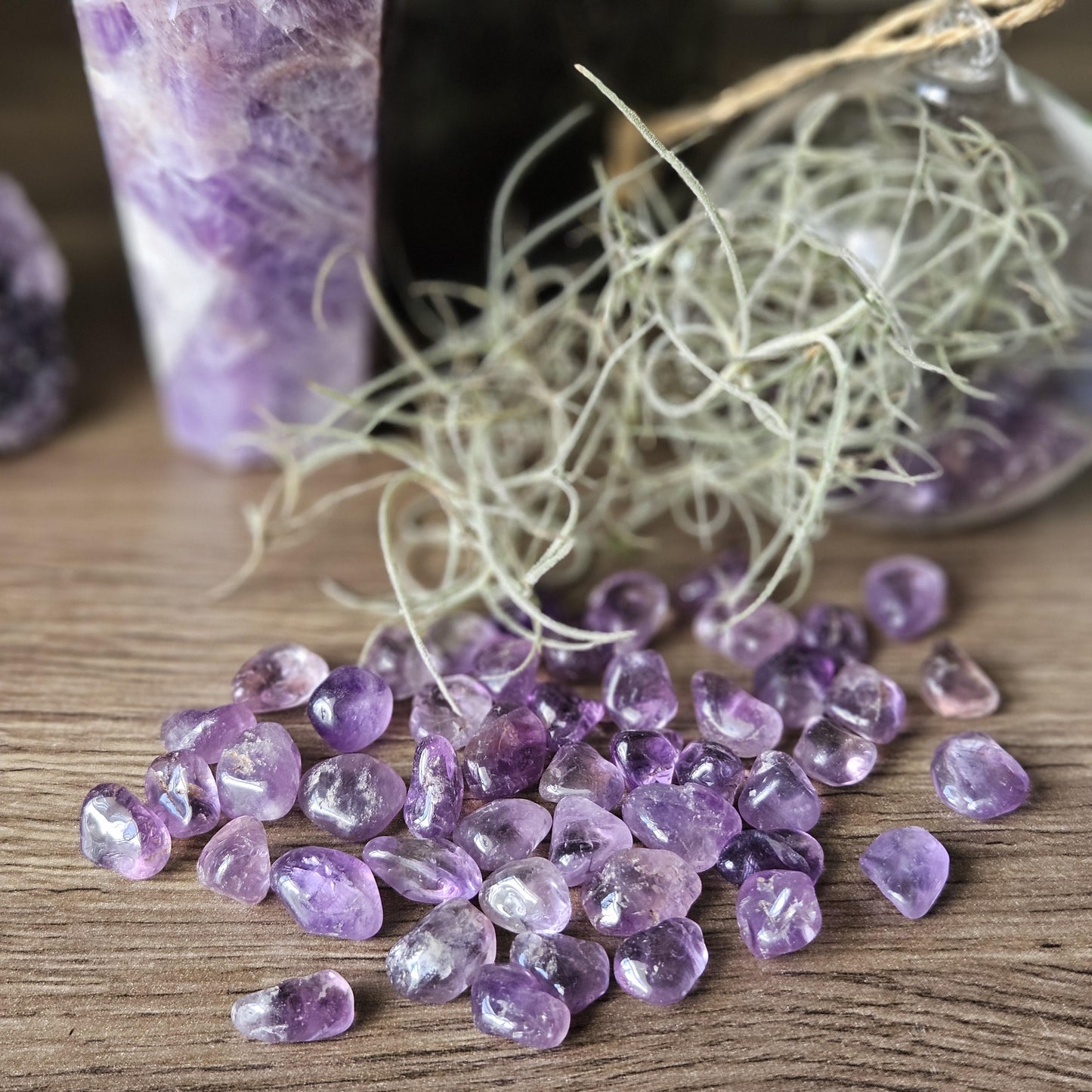 Amethyst mini tumbled stones bulk small natural purple crystal polishe