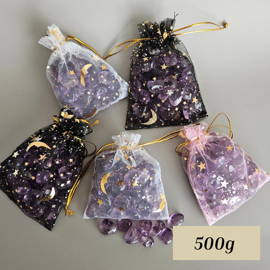 Amethyst mini tumbled stones bulk small natural purple crystal polishe