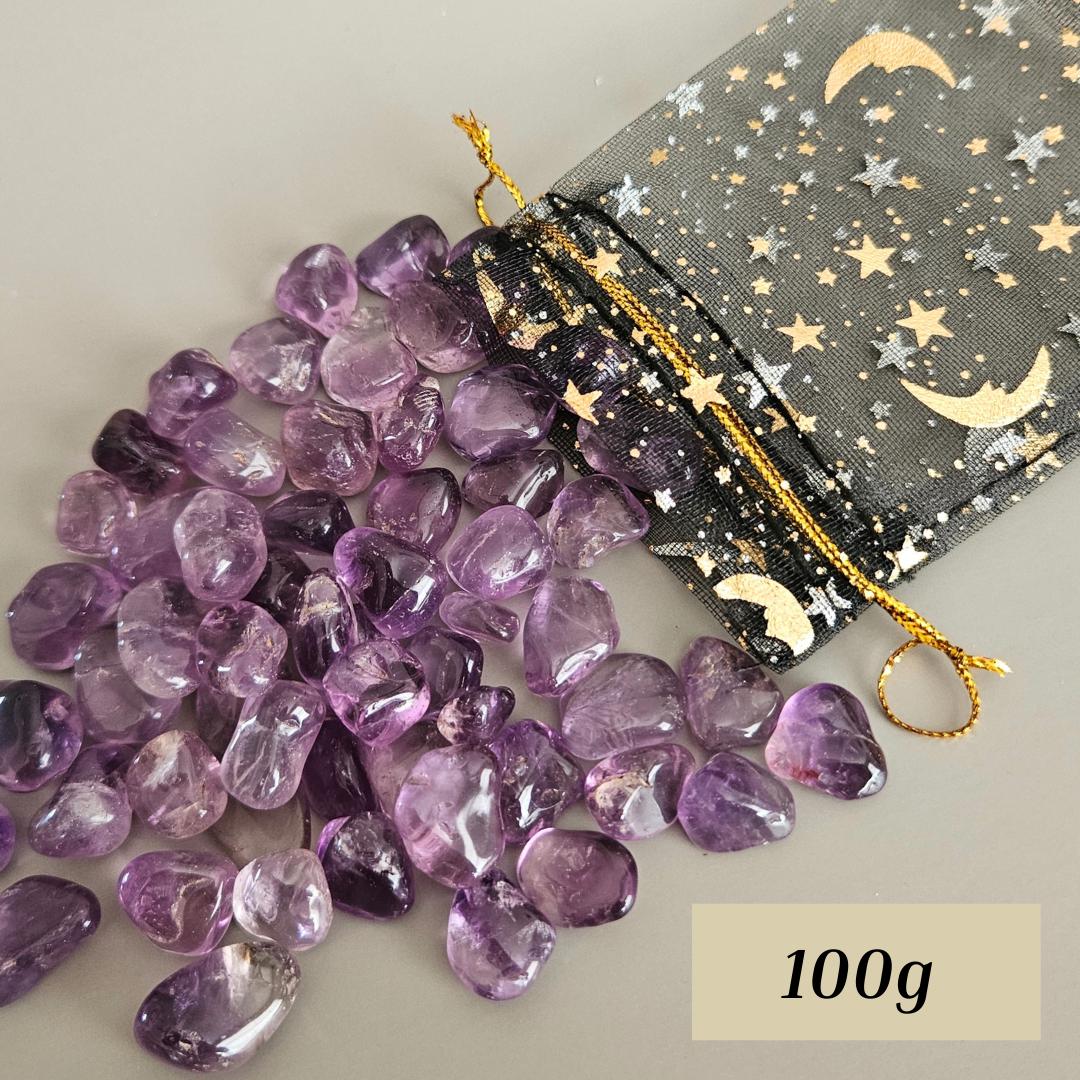 Amethyst mini tumbled stones bulk small natural purple crystal polishe