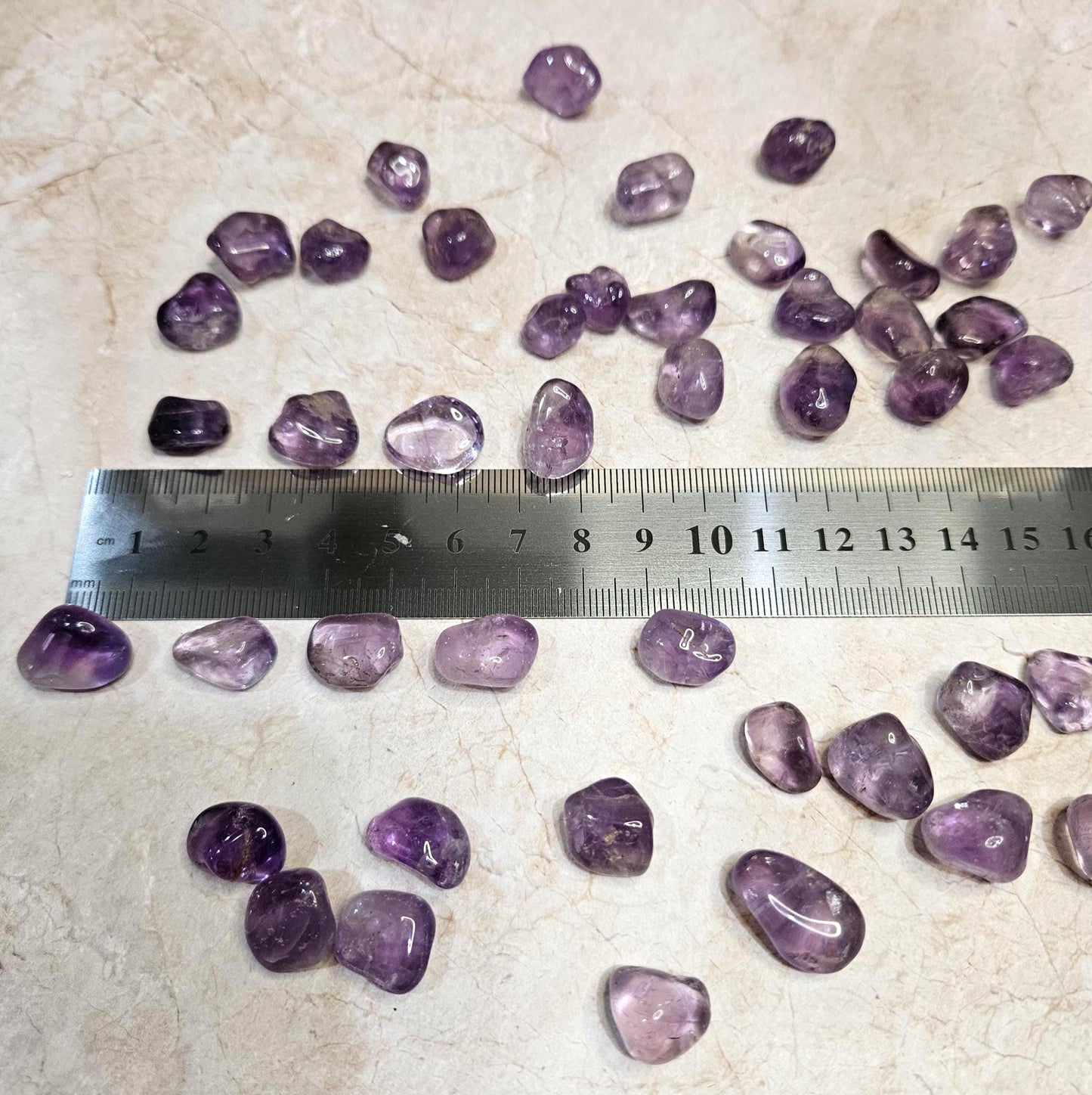 Amethyst mini tumbled stones bulk small natural purple crystal polishe