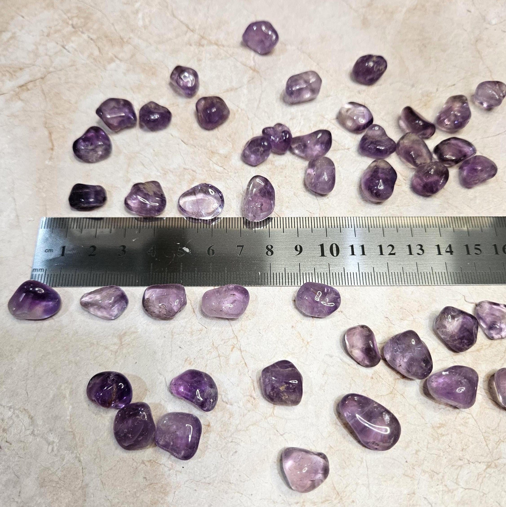 Amethyst mini tumbled stones bulk small natural purple crystal polishe