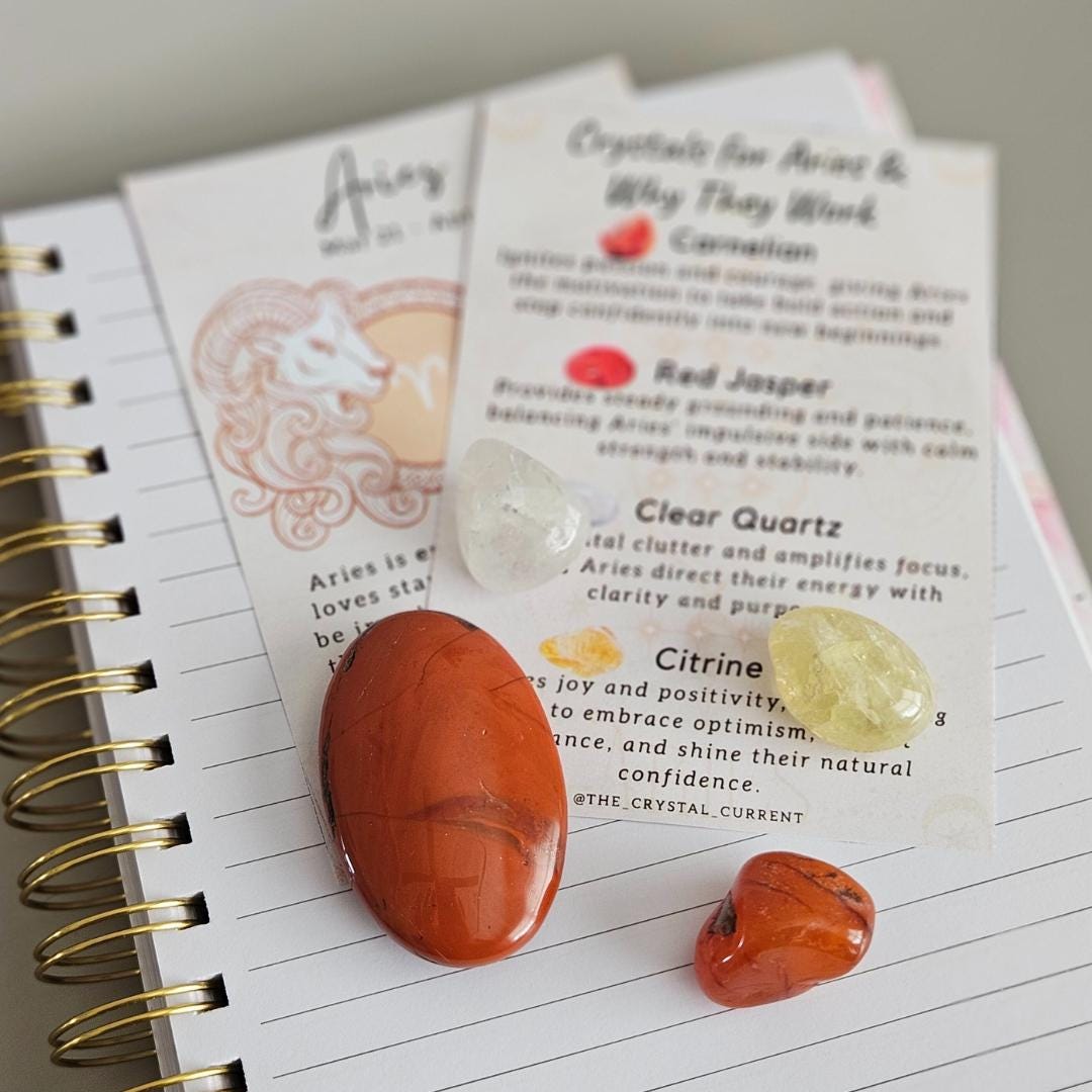 Crystals for Aries zodiac crystals astrology kit carnelian red jasper 