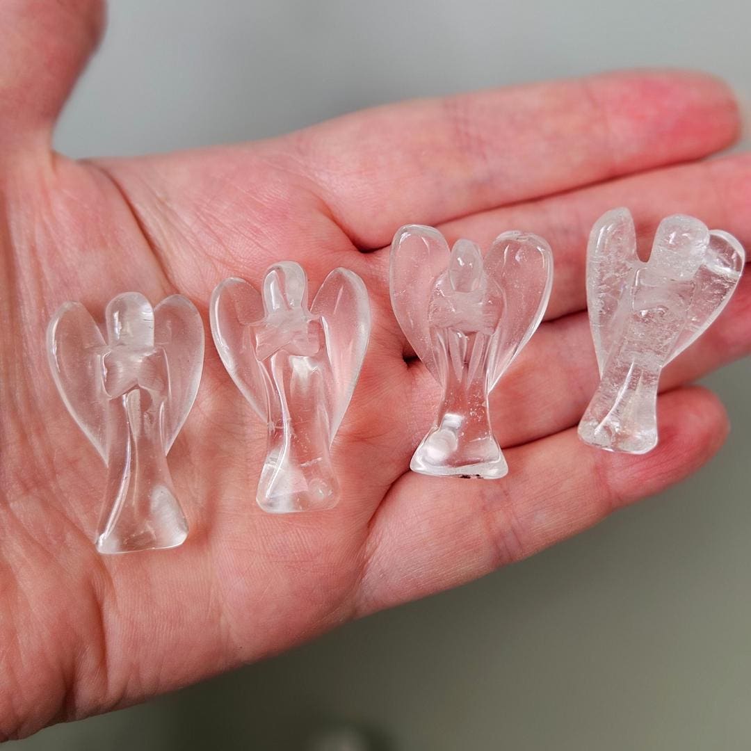Clear Quartz Angel Crystal Carving Christian Gift Guardian Angel Figur