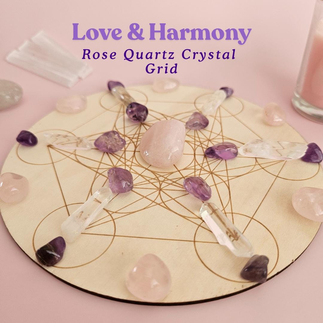 Crystal grid bundle build your own crystal grid set with amethyst rose