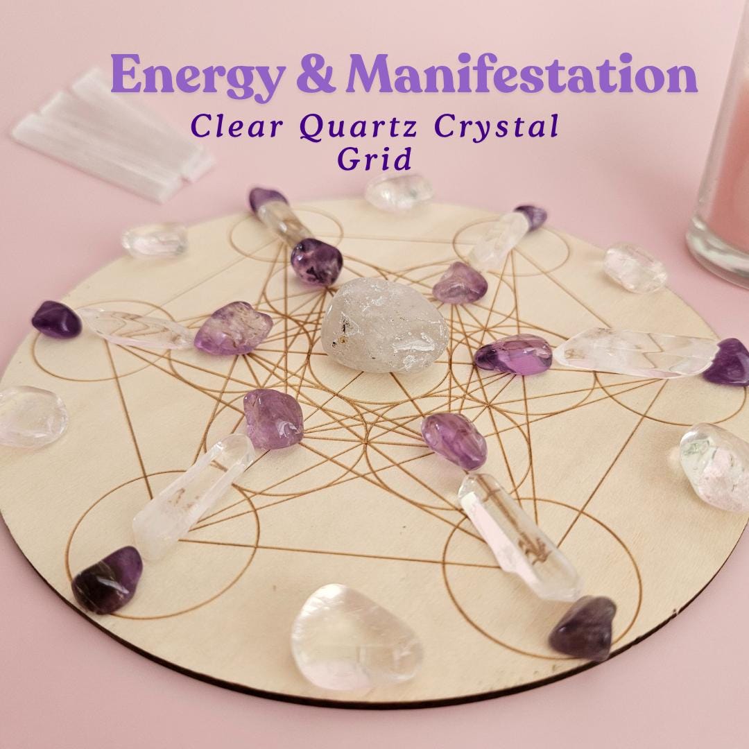 Crystal grid bundle build your own crystal grid set with amethyst rose
