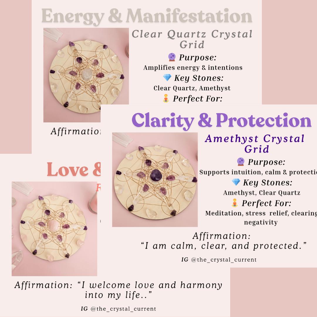 Crystal grid bundle build your own crystal grid set with amethyst rose
