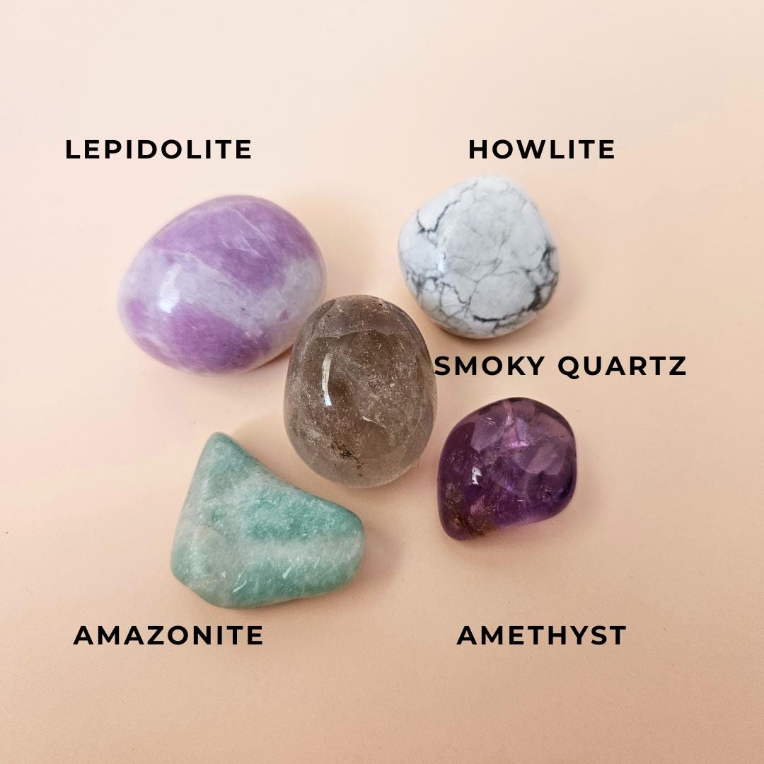 Crystal kit mindfulness set stress relief with amethyst lepidolite how