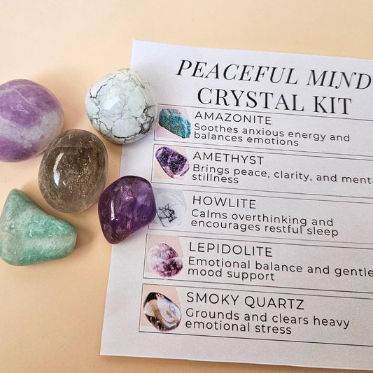 Crystal kit mindfulness set stress relief with amethyst lepidolite how