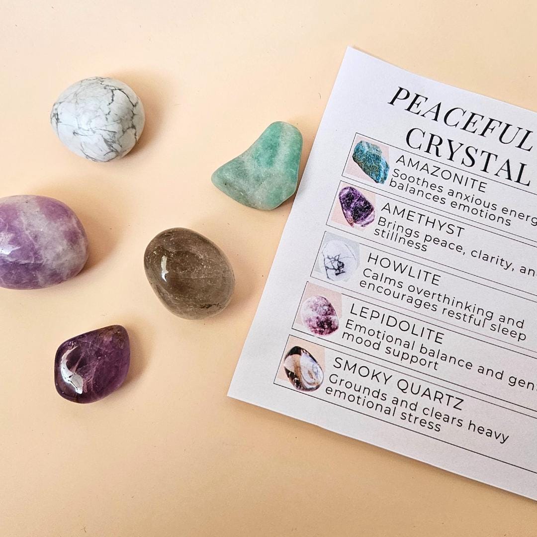 Crystal kit mindfulness set stress relief with amethyst lepidolite how