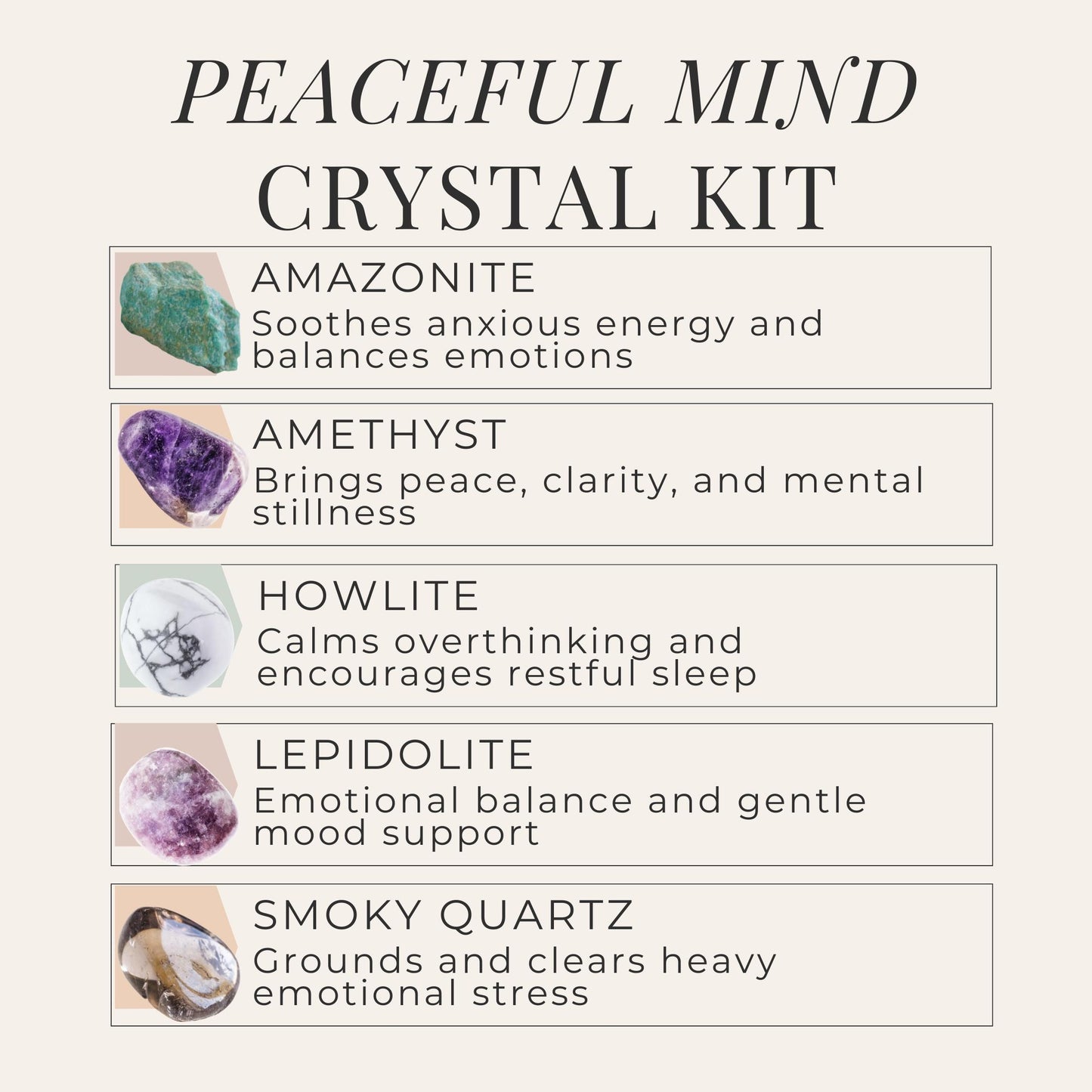 Crystal kit mindfulness set stress relief with amethyst lepidolite how