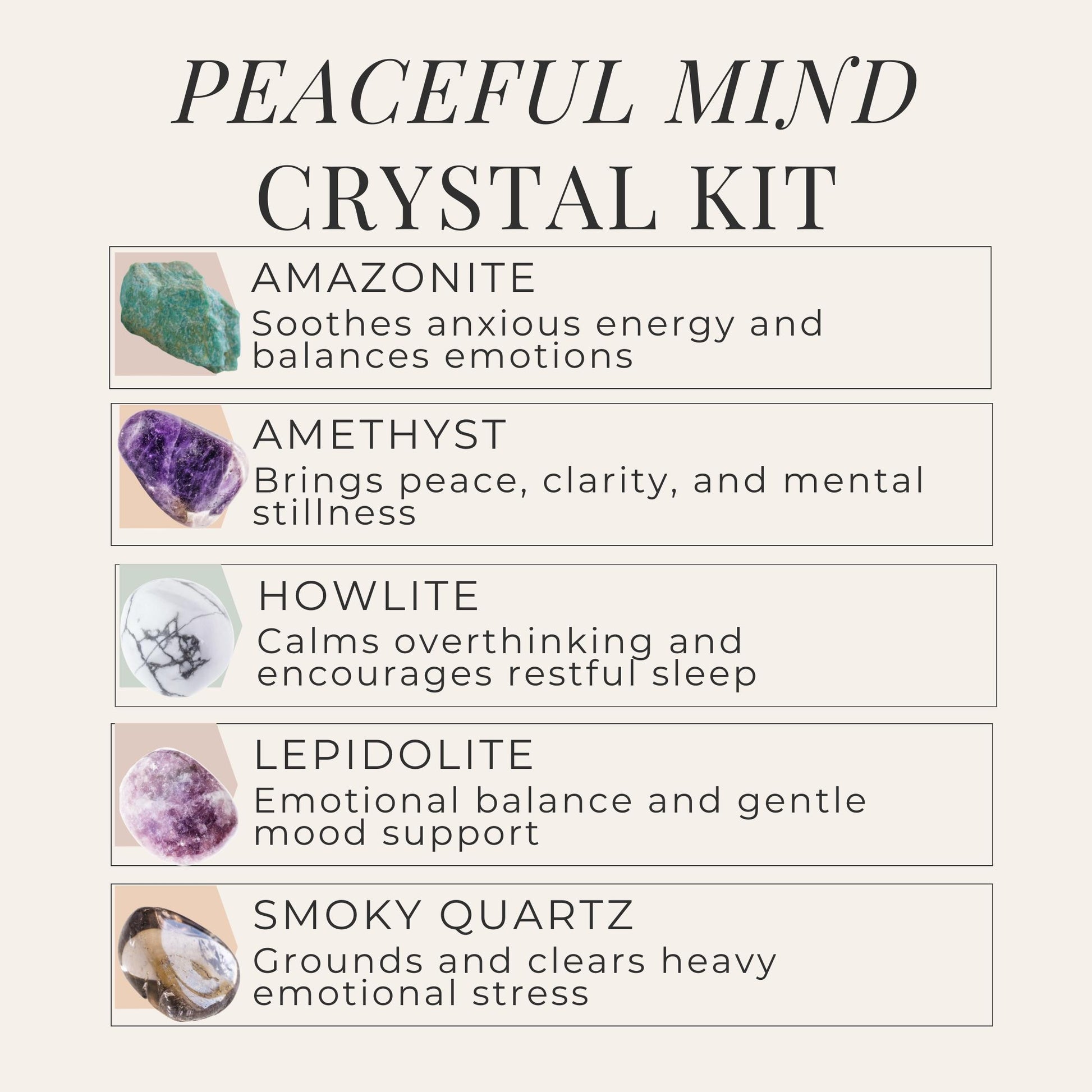 Crystal kit mindfulness set stress relief with amethyst lepidolite how