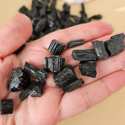 Black Tourmaline Crystal Chips Bulk Bag Raw Protection Pocket Stones for Crystal Grids Grounding and Energy Mini Reiki gift set supplies