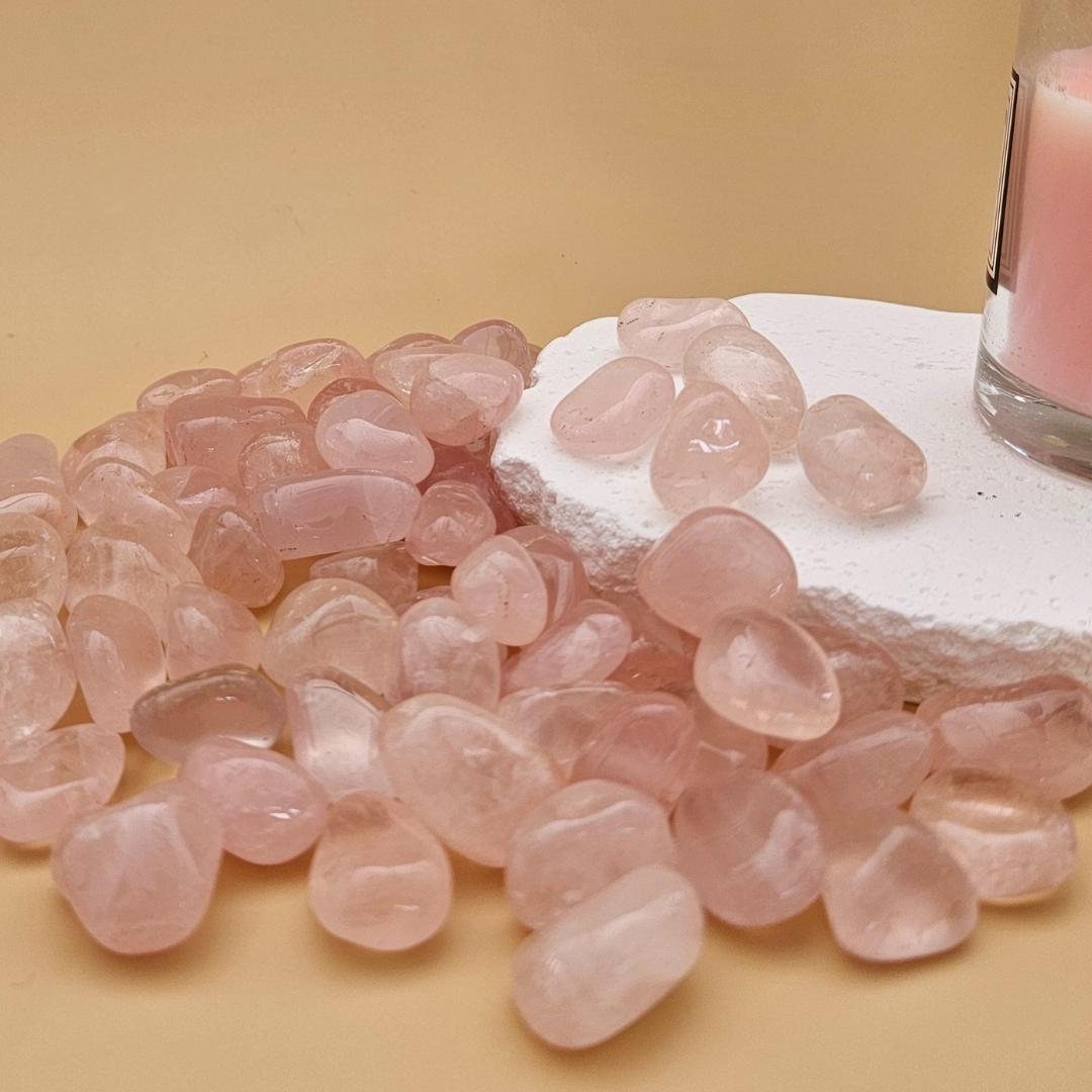 Rose quartz tumbled stones small pocket size crystal grids quartz tumb