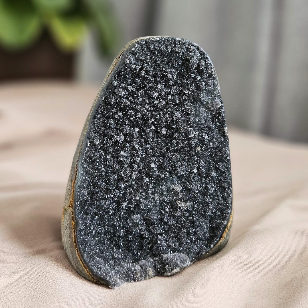 Black Amethyst Crystal gift Geode Sparkling Druzy Uruguay Modern Decor