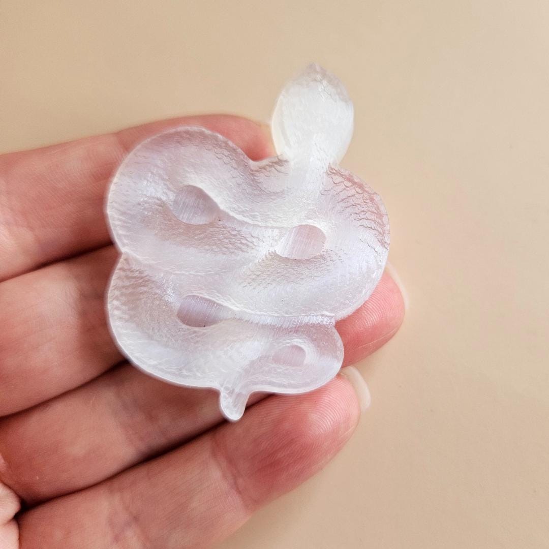 Selenite crystal satin spar snake carving home decor healing crystal m