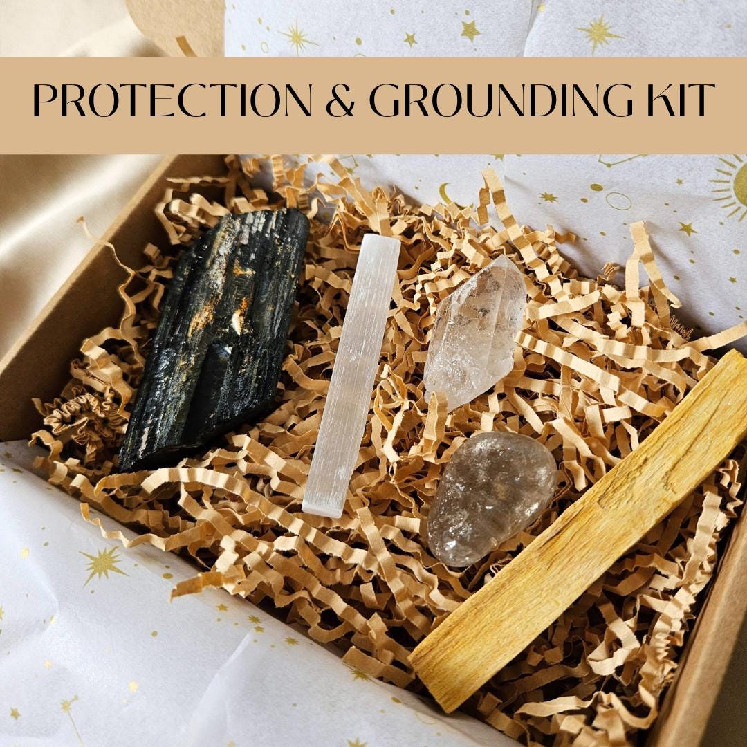 Crystal kit energy cleansing selenite and palo santo gift box for home