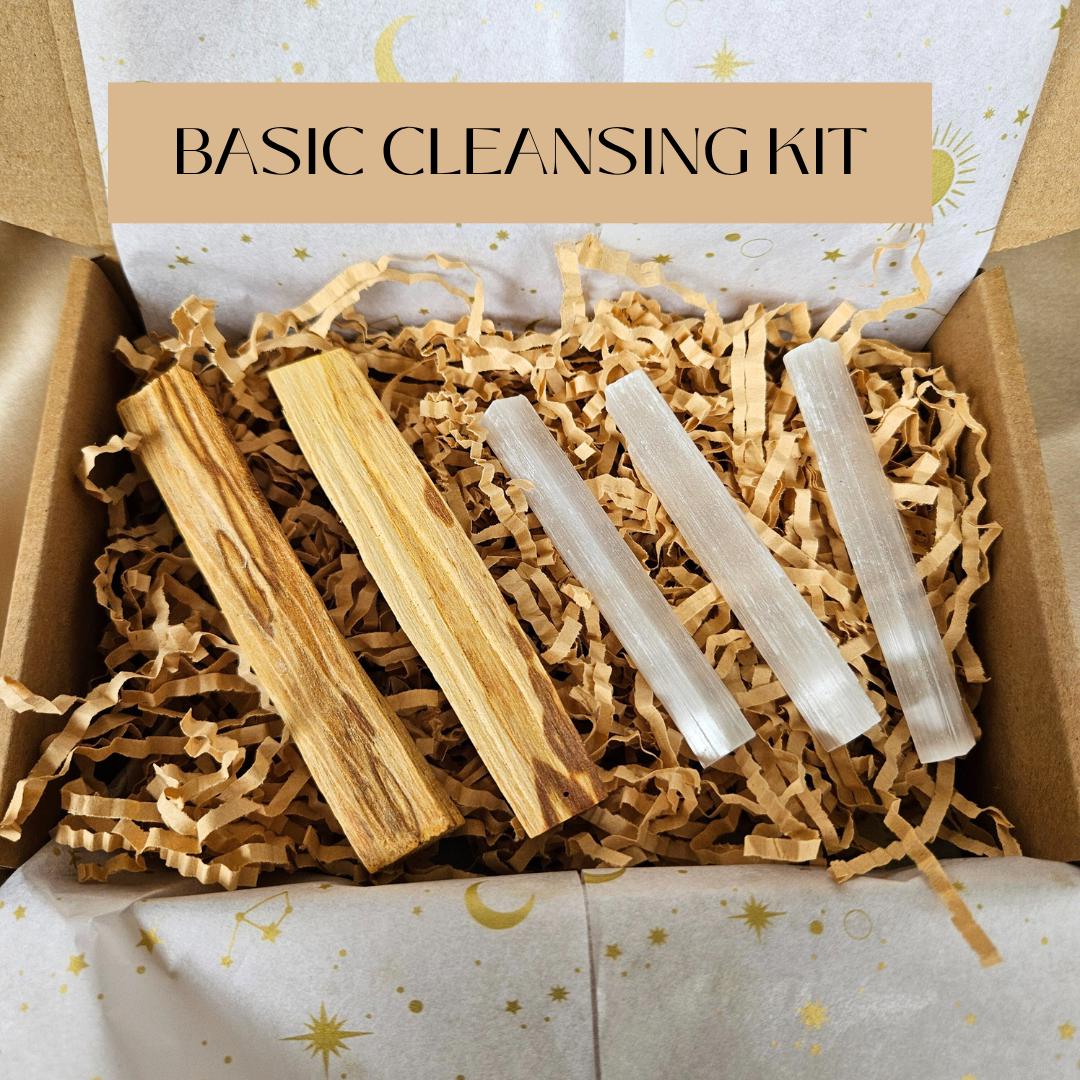 Crystal kit energy cleansing selenite and palo santo gift box for home