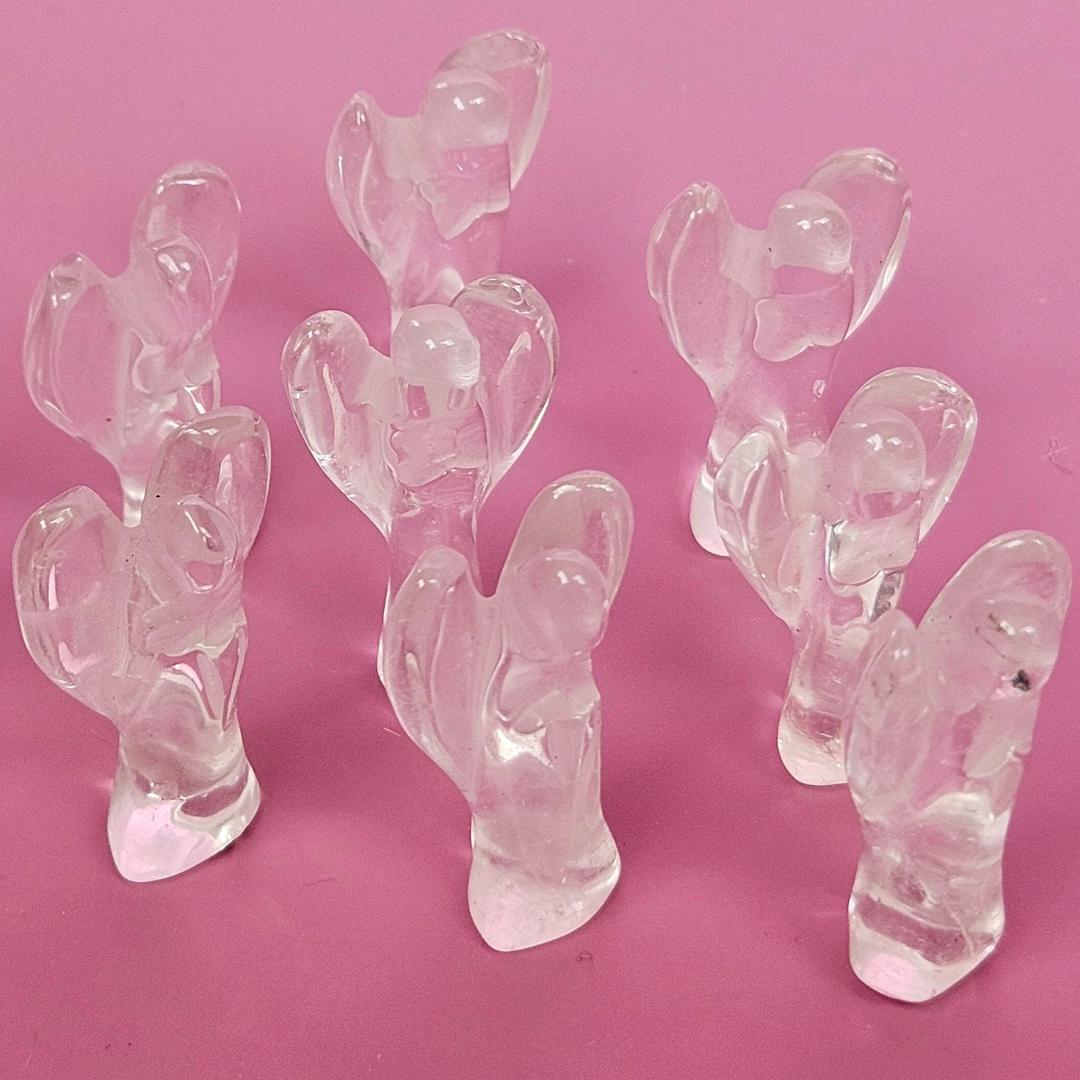Clear Quartz Angel Crystal Carving Christian Gift Guardian Angel Figur