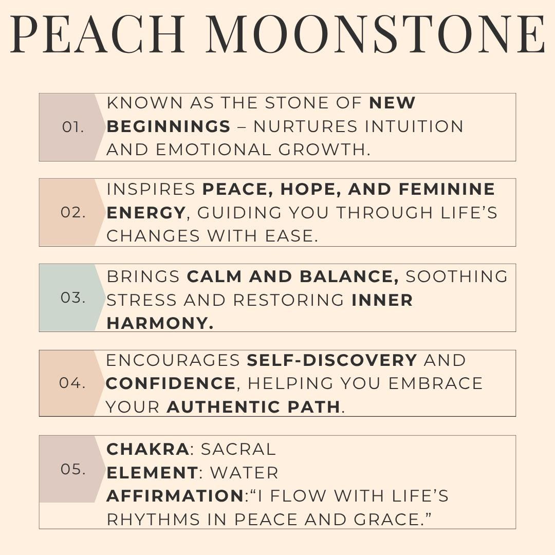 Peach Moonstone Crystal Natural Gemstone Meditation Stone Calm Energy 