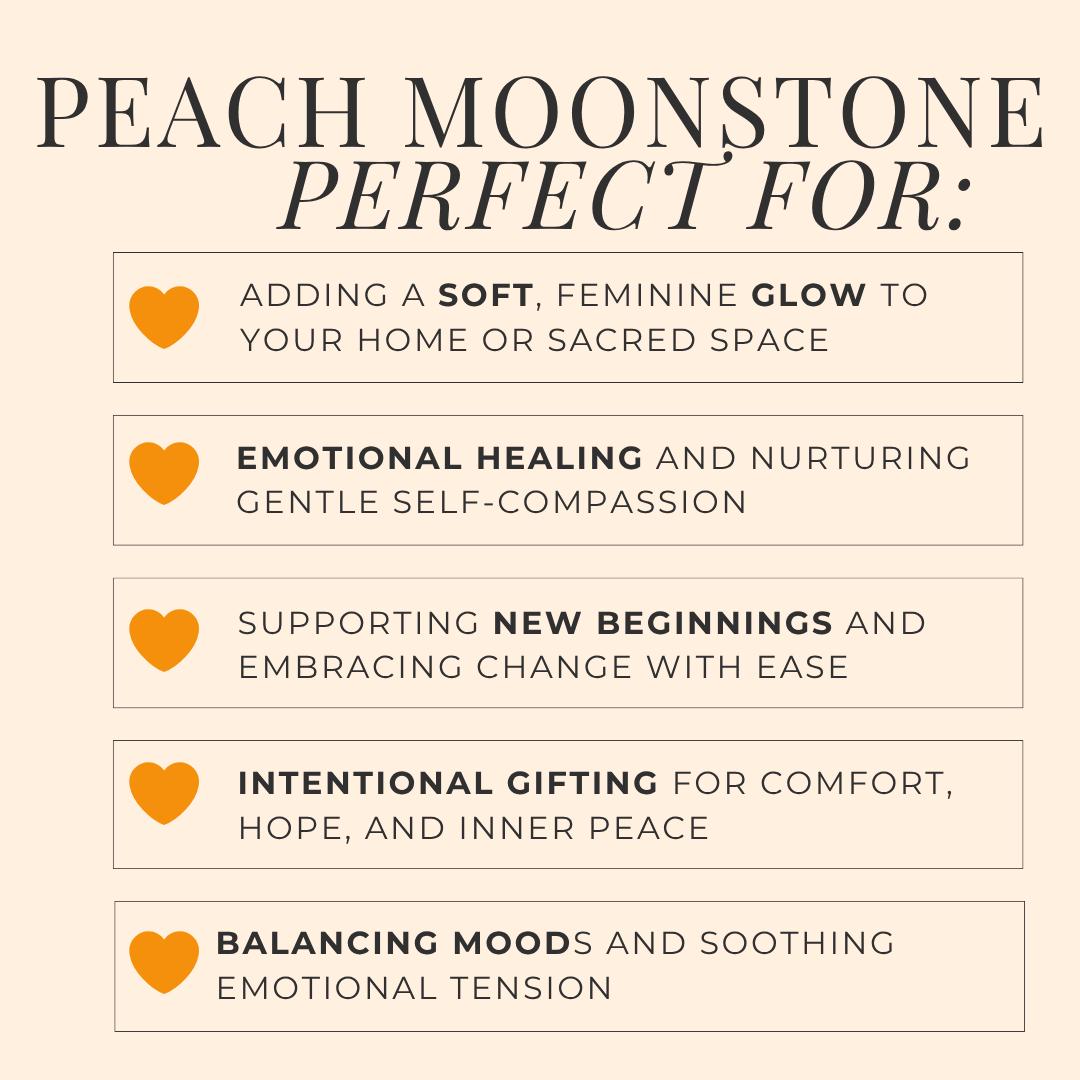 Peach Moonstone Crystal Natural Gemstone Meditation Stone Calm Energy 