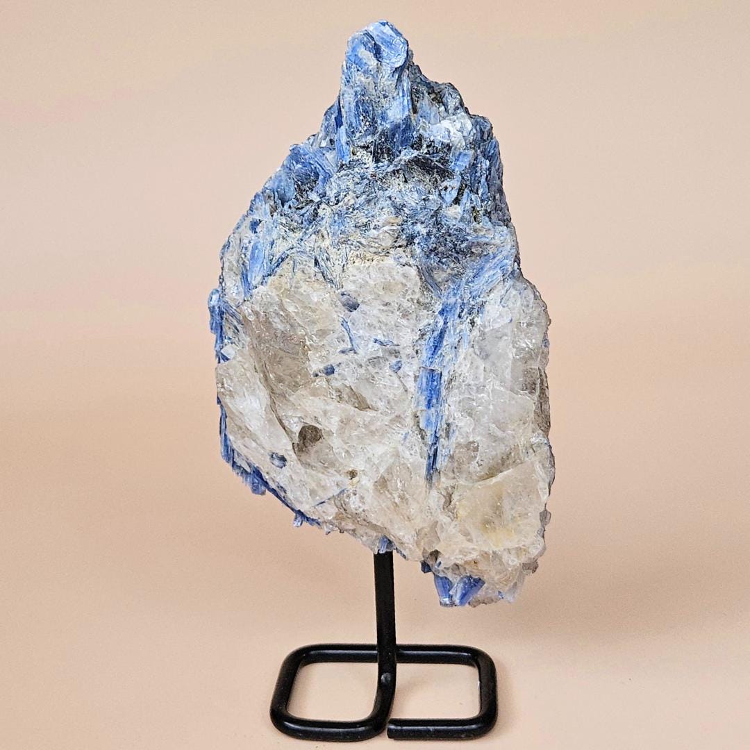 Blue Kyanite Crystal Cluster Raw Natural Stone on Stand Healing Crysta