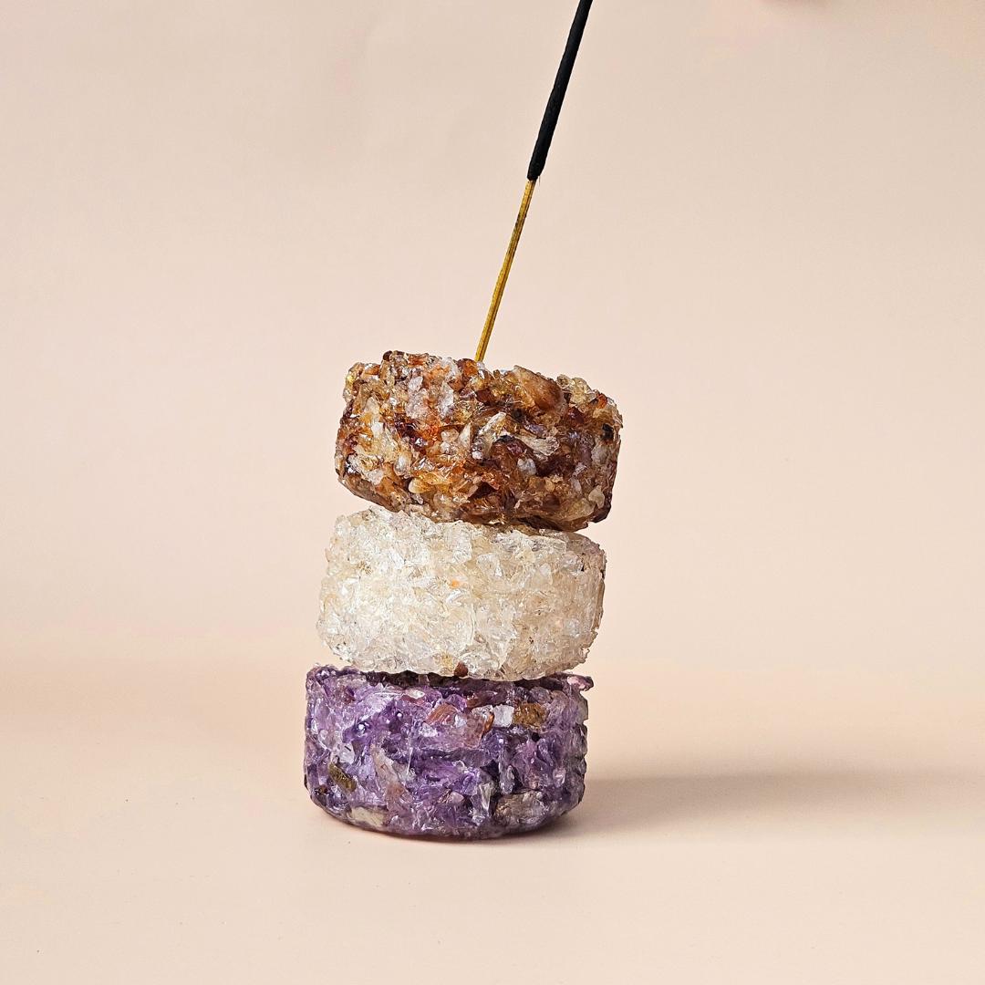 Crystal Incense Holder Amethyst Citrine Meditation Aromatherapy Gift D