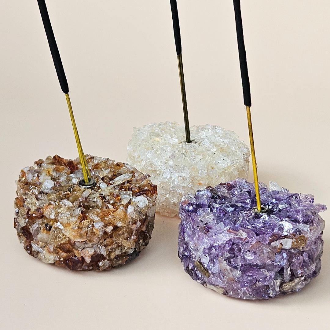 Crystal Incense Holder Amethyst Citrine Meditation Aromatherapy Gift D
