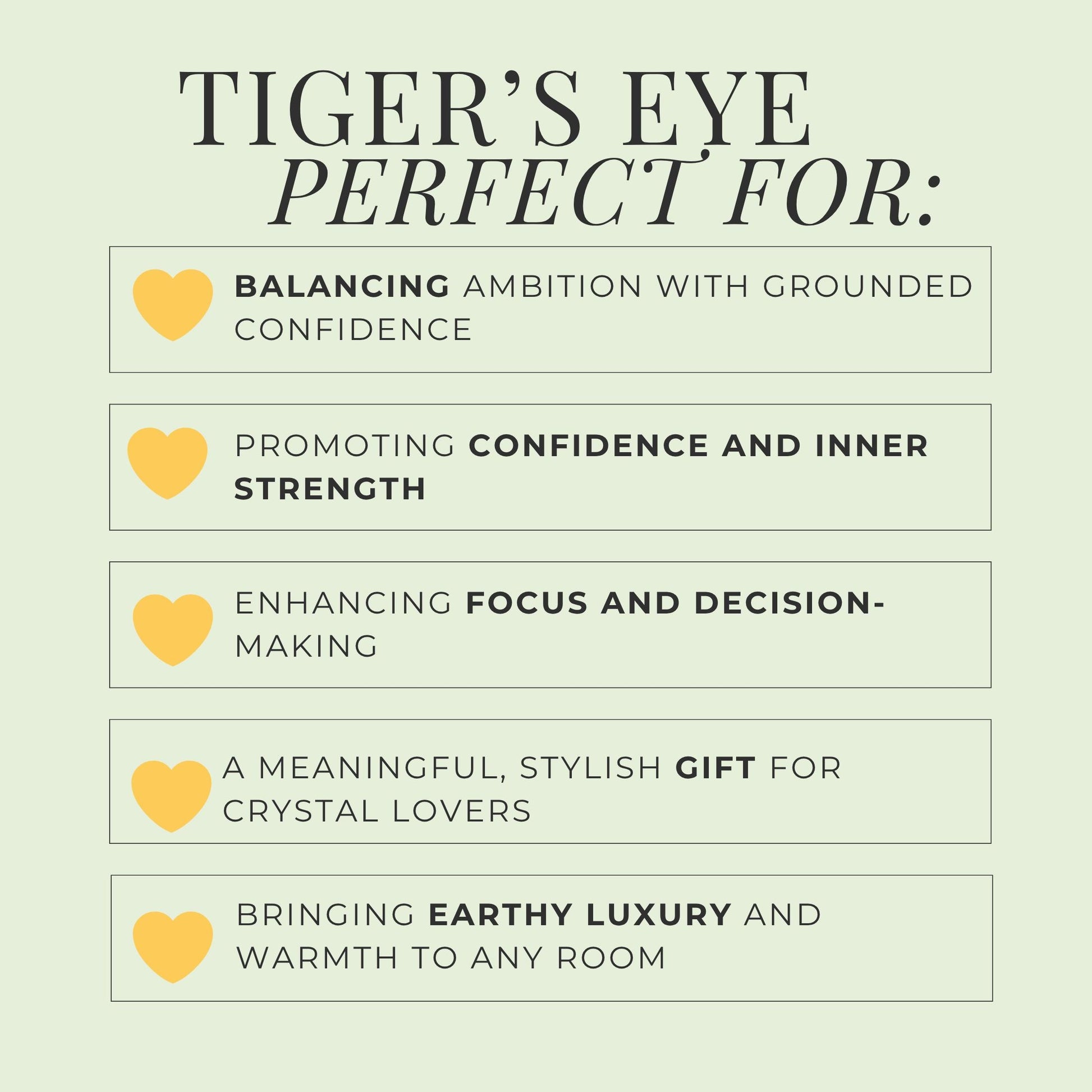 Tigers eye tumbled stone brown gold crystal protection focus confidenc