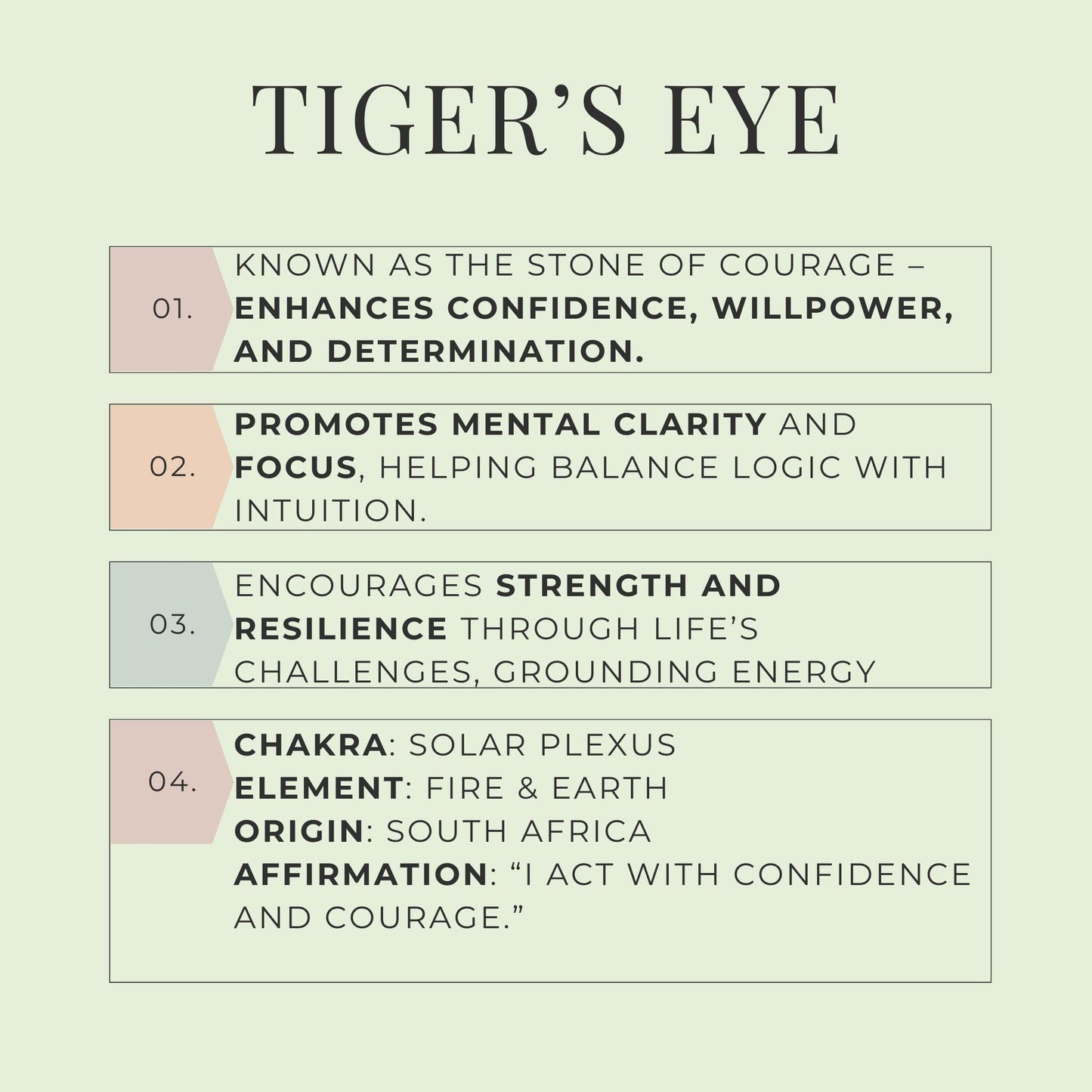 Tigers eye tumbled stone brown gold crystal protection focus confidenc