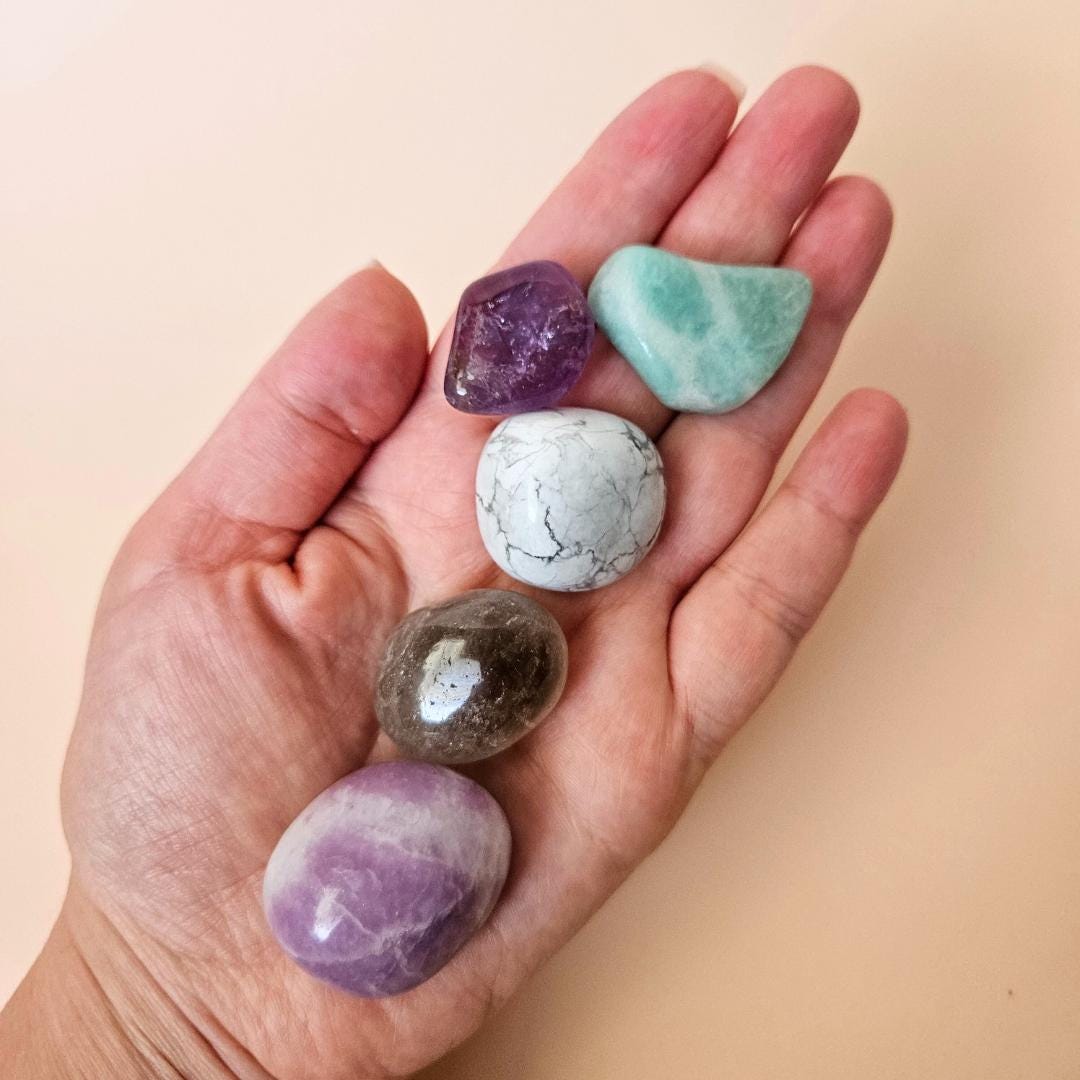 Crystal kit mindfulness set stress relief with amethyst lepidolite how
