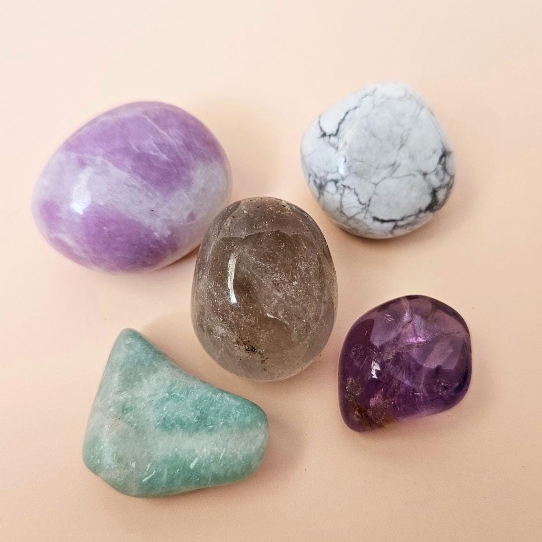 Crystal kit mindfulness set stress relief with amethyst lepidolite how