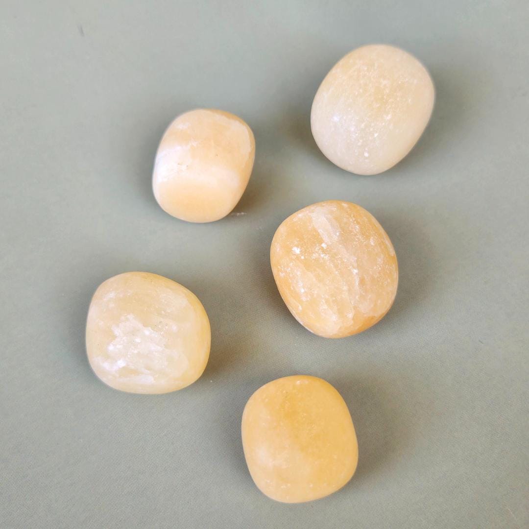 Orange Calcite Tumbled Stone Healing Crystal pocket crystal grid tumbl
