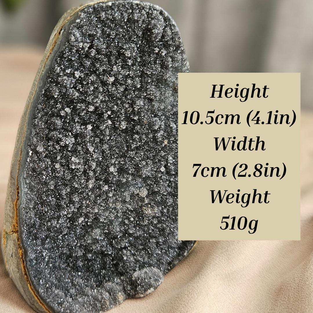 Black Amethyst crystal Geode Sparkling Druzy Natural Decor dark quartz