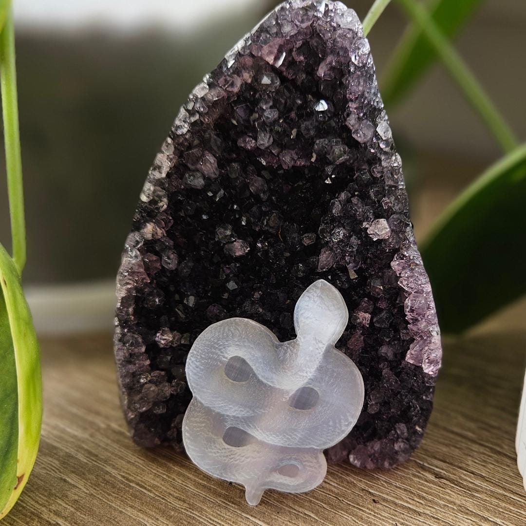 Selenite crystal satin spar snake carving home decor healing crystal m