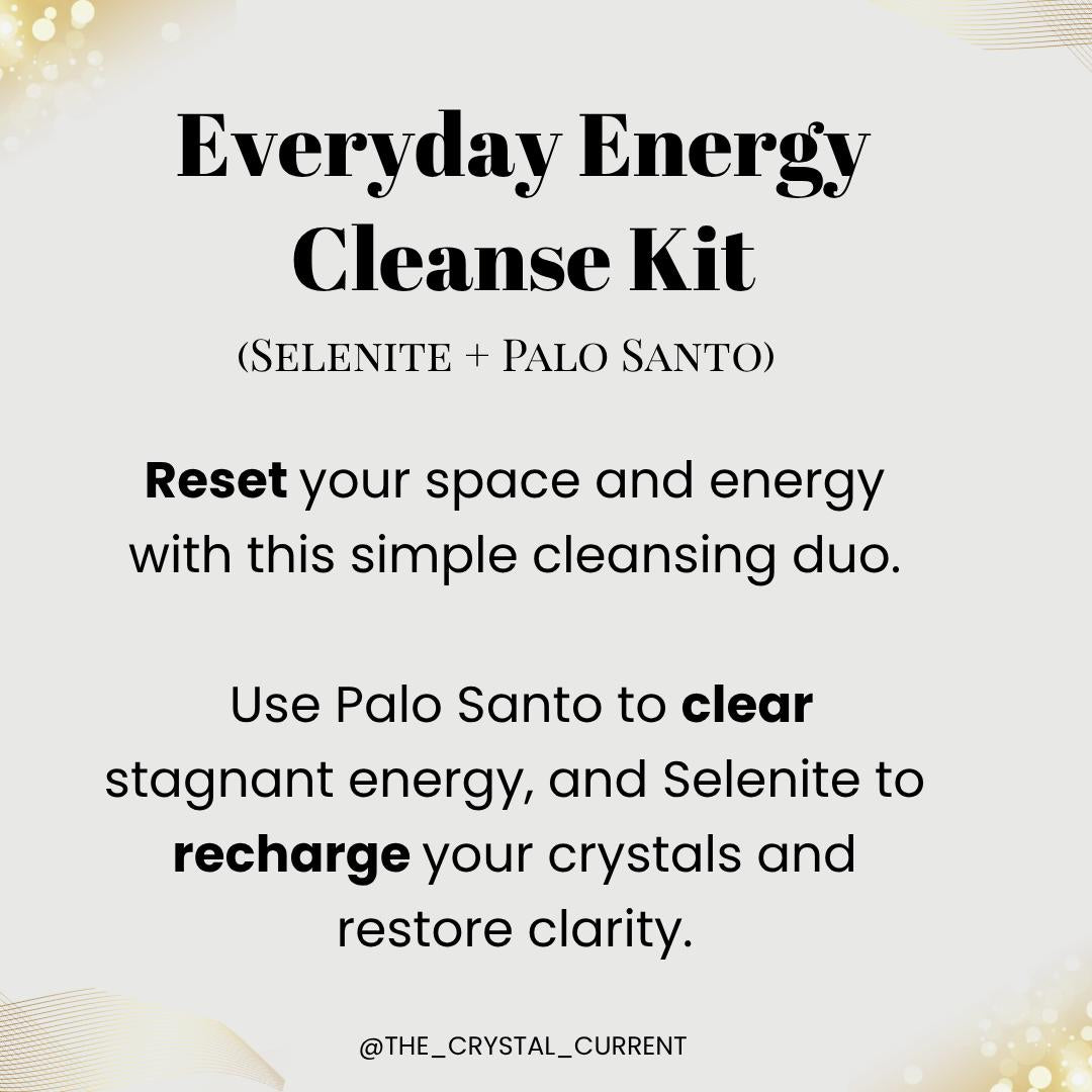 Crystal kit energy cleansing selenite and palo santo gift box for home