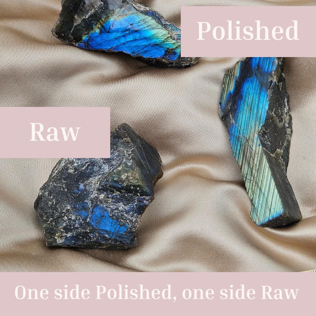Labradorite slab blue gold flash polished raw decor stone high grade n