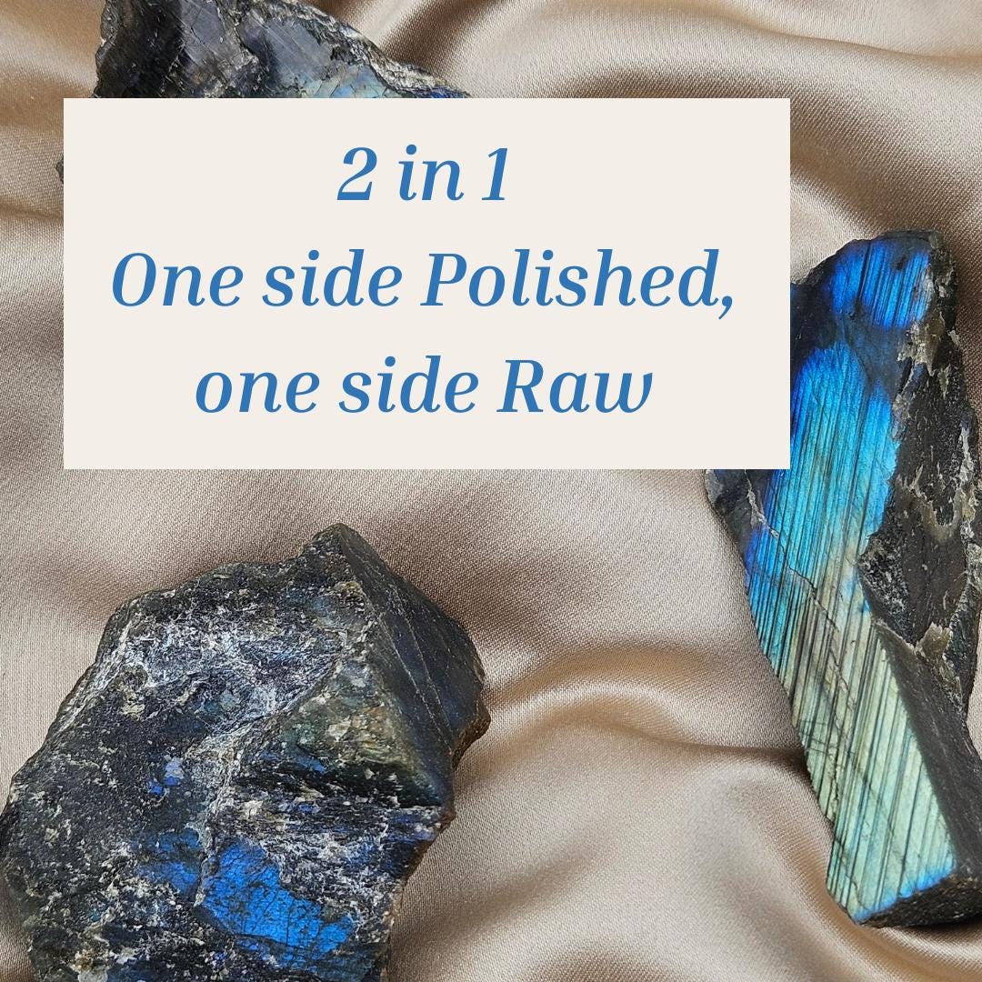 Labradorite slab blue gold flash polished raw decor stone high grade n
