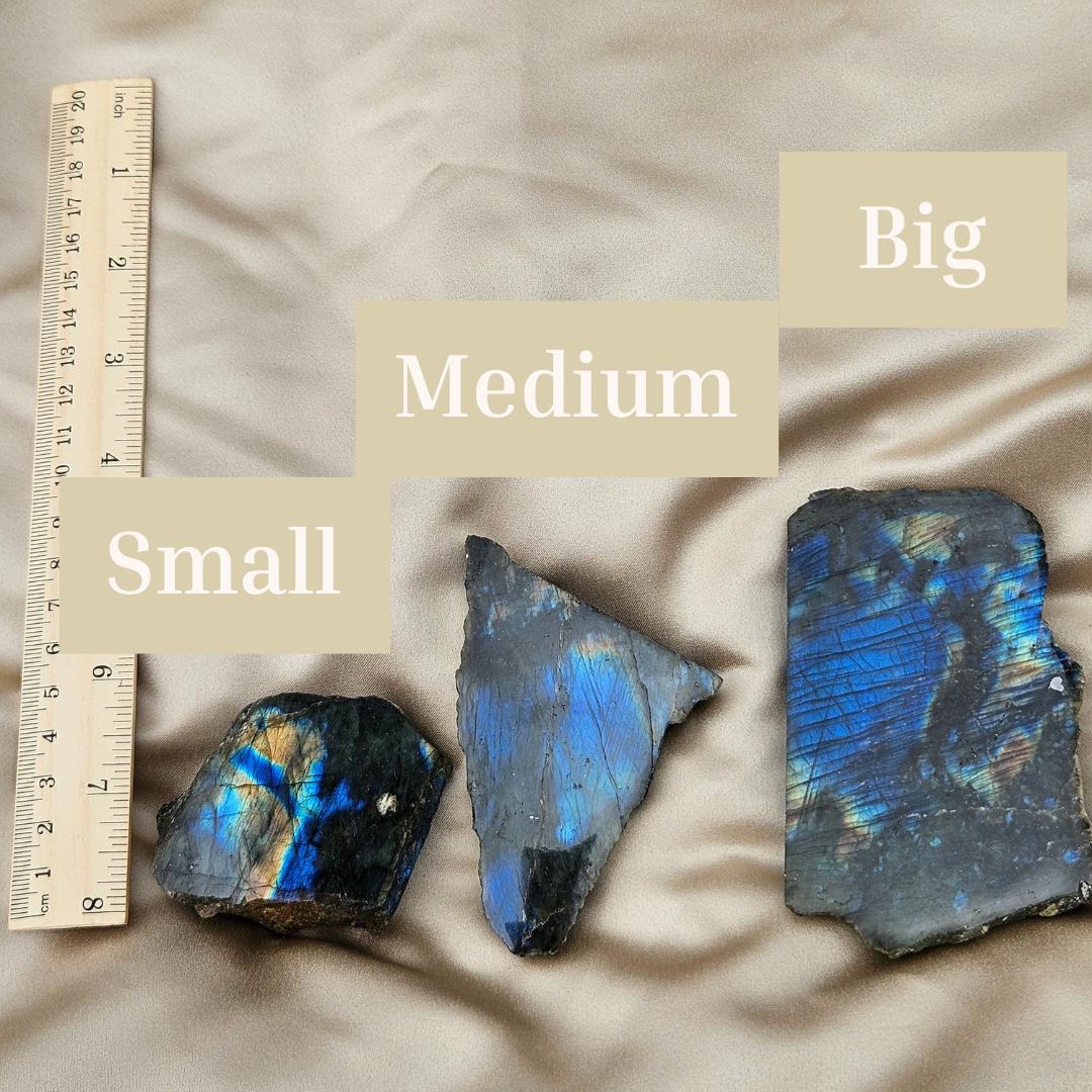 Labradorite slab blue gold flash polished raw decor stone high grade n